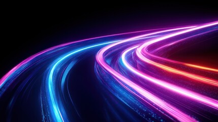 Aufkleber - Futuristic Neon Curves Abstract Motion Dynamic Light Trails Speed Transport City Night