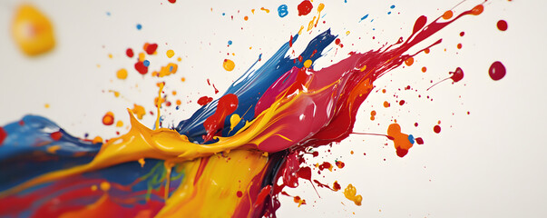 Aufkleber - Colorful paint splashing and dripping on white background