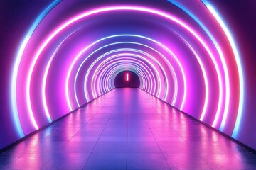 Poster - Futuristic Neon Corridor with High Contrast Lighting in a Hyper-Realistic Style