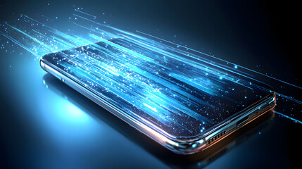 Poster - Smartphone transferring data with futuristic effect