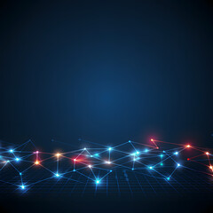 Digital technology network with glowing connections futuristic innovation concept artificial intelligence big data analysis