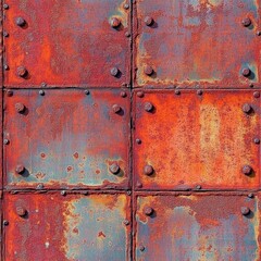 Poster - The image is a close up of a rusty metal surface with many holes