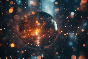 Global network data sphere, futuristic background, digital technology