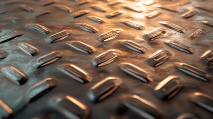 Canvas Print - Close-up of metallic diamond plate.  Industrial texture.