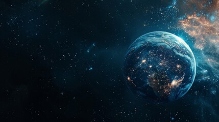Wall Mural - a planet in space with a blue and orange color