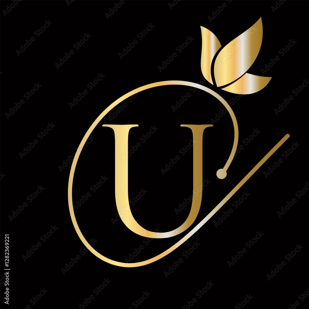 Beauty And Fashion Logo On Letter U For Luxury, Boutique and Cosmetic ...