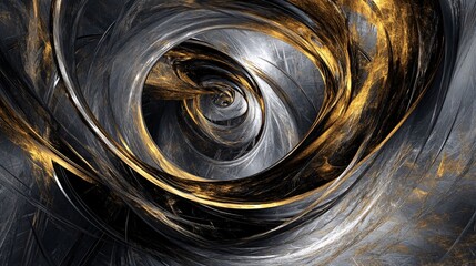 Aufkleber - Golden and silver swirls creating a mesmerizing vortex