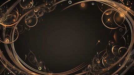 Poster - Golden swirls and sparkles creating oval frame on dark background