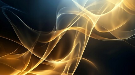 Poster - Golden abstract waves flowing on dark background