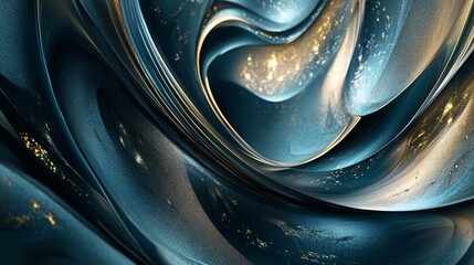 Aufkleber - Golden and teal abstract swirling shapes creating dynamic visual flow