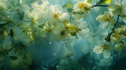 Leinwandbilder - Delicate White Blossoms in Soft Light, Dreamy Floral Macro Photography