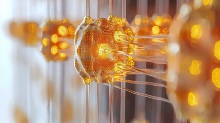 Abstract glowing network nodes, futuristic tech background, data processing