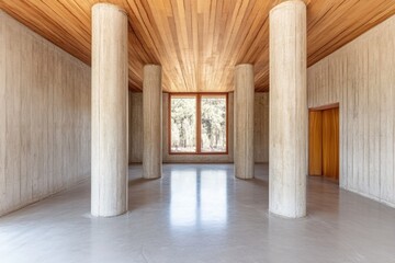 Poster - Minimalistic concrete interior with columns