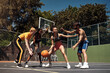 © peopleimages.com - Playing, sports and people with game, basketball and fitness with training, goals and practice. Group, healthy and friends with technique, court and competition with support, outdoor and athlete