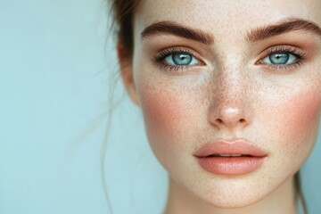 Leinwandbilder - Split screen portrayal of aging versus youthfulness showcasing a womans face with wrinkles and smooth skin aspects. Generative AI