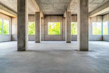 Poster - Minimalistic concrete interior with columns