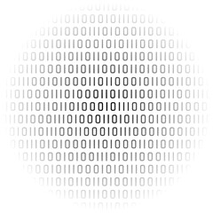 Binary code abstract pattern background with radial gradient fill and transparent backdrop
