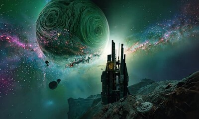 Wall Mural - fly through the galaxy and outer space planets