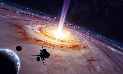 Wall Mural - fly through the galaxy and outer space planets