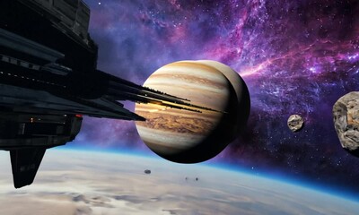 Wall Mural - fly through the galaxy and outer space planets