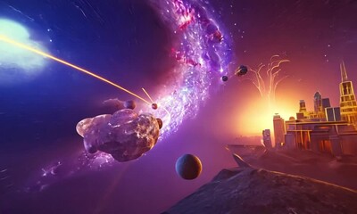 Wall Mural - fly through the galaxy and outer space planets
