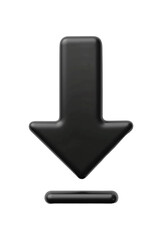 Wall Mural - black arrow 3d download icon isolated on transparent background cutout