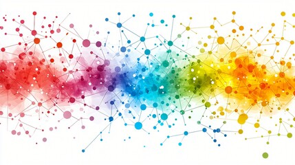 Colorful network connections, abstract background, data flow, technology concept