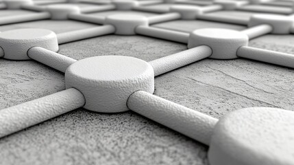 Network connection nodes, grey texture background. Technology illustration