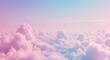 © KenPix - Dreamy cloudscape, pastel sky, soft fluffy clouds, ethereal atmosphere, cotton candy colors, pink and blue gradient, heavenly landscape, serene horizon, high altitude view, wispy cloud formations, cel