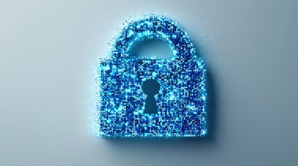 Glowing digital padlock, data security concept