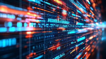 Data stream, digital code, technology background, future, innovation