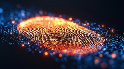 Glowing Fingerprint, Digital Security, Abstract Background