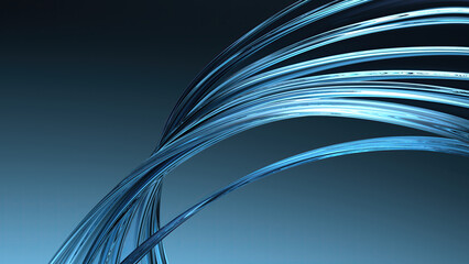 Wall Mural - blue glass wavy plate contemporary beauty expressed by curves on dark background elegant and modern 