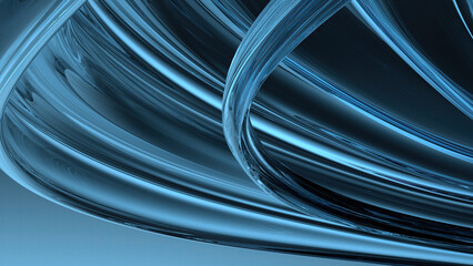 Wall Mural - blue glass wavy board dark background contemporary luxury curve elegant modern 3d rendering abstract
