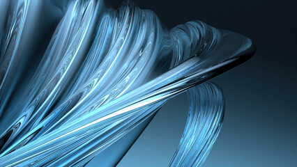 Wall Mural - blue glass wavy plate dark background modern art luxury curve elegant modern 3d rendering abstract b