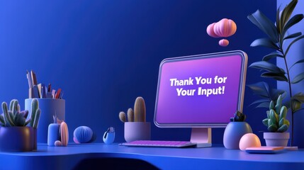 Poster - A computer monitor with a purple background