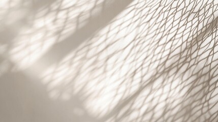 Abstract background with the shadow of a net on a white wall, soft focus, light beige and gray, simple and elegant style, high resolution, high detail, sharp edges, high quality 