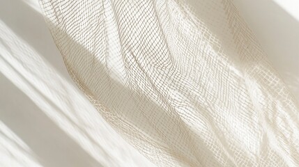 Abstract background with the shadow of a net on a white wall, soft focus, light beige and gray, simple and elegant style, high resolution, high detail, sharp edges, high quality 