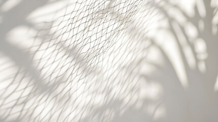 Abstract background with the shadow of a net on a white wall, soft focus, light beige and gray, simple and elegant style, high resolution, high detail, sharp edges, high quality 