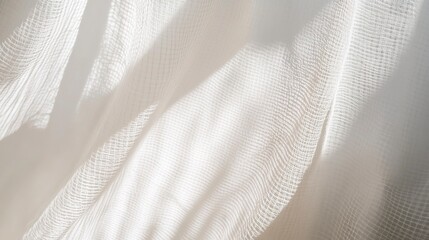Abstract background with the shadow of a net on a white wall, with light and soft tones, in a minimalistic style, focusing on texture and shape, with clear edges for text or product display,