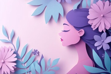 Aufkleber - Celebrating the spirit of International Womens Day with floral paper art on March 8. Generative AI