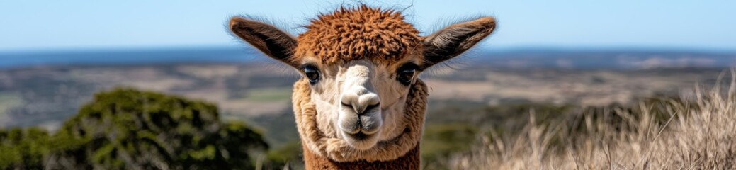 Sticker - Close-up of an alpaca looking at the camera.