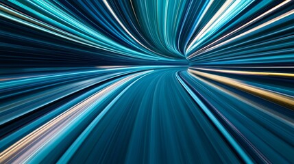 Wall Mural - abstract light trails creating motion blur effect in blue tones