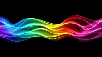 Poster - Abstract rainbow wave flowing on black background.