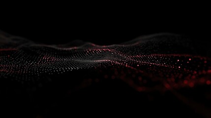 Fototapete - Abstract red and black particle wave background.