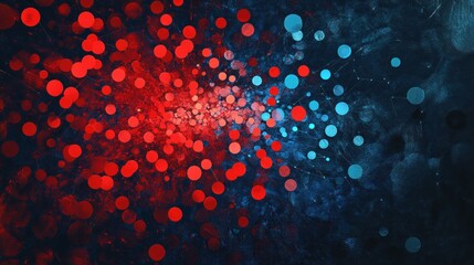 Poster - Abstract red and blue bokeh lights explosion on dark background.
