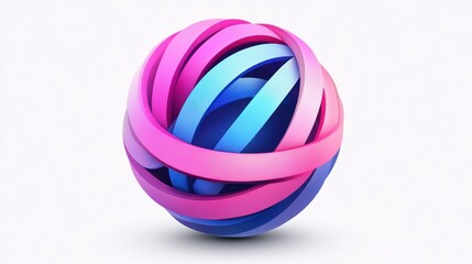 Leinwandbilder - Abstract sphere with pink and blue interwoven ribbons.