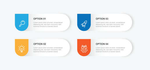 Leinwandbilder - Design banner infographic template. 4 step layout with icons. Vector timeline can be used for workflow, business presentation and web graphic design 