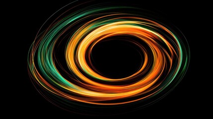 Aufkleber - Abstract swirling light trails forming a vibrant ring on black background.
