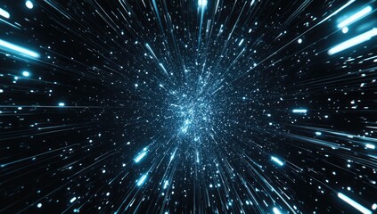 hyperspace jump, stars, blue light streaks, cosmic background, futuristic design